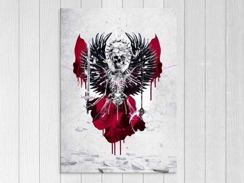 Skull - Red - Black And White - Contemporary - Wall Art Carousel 1