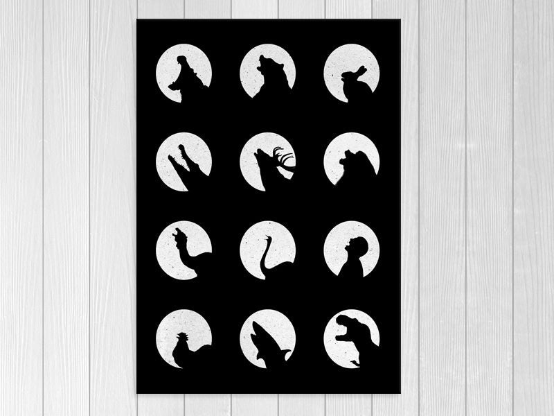 Pop Art - Animal - Circles - Black And White - Wall Art - Art Prints Carousel 1