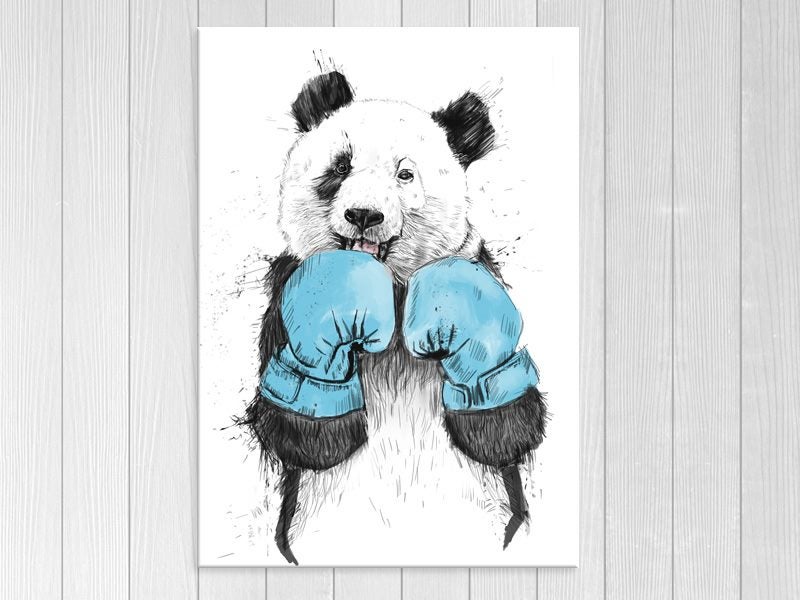 Panda - Pop Art - Black And White - Blue - Animal - Wall Art - Art Prints Carousel 1