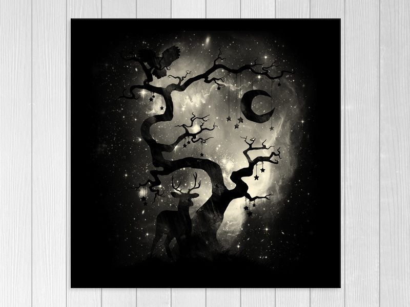 Forest - Black - Deer Stag - Contemporary Art - Wall Art - Art Prints Carousel 1