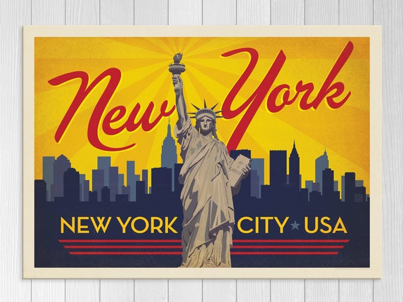 Retro - Vintage - New York - Pop Art - Liberty - Wall Art - Art Prints Carousel 1