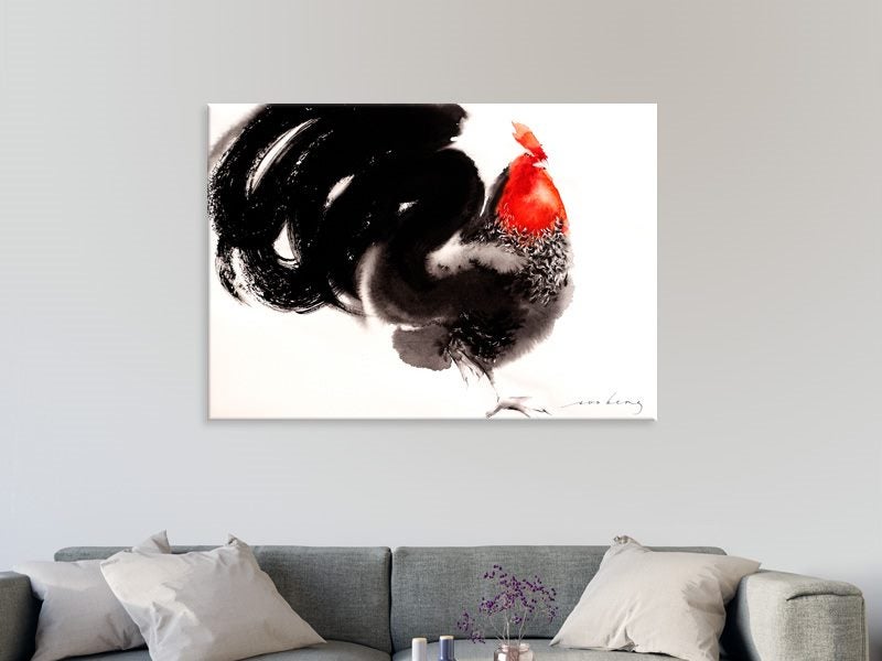 Chicken - Contemporary Art - Black, Red - Bird Art - Wall Art - Art Prints Carousel 2
