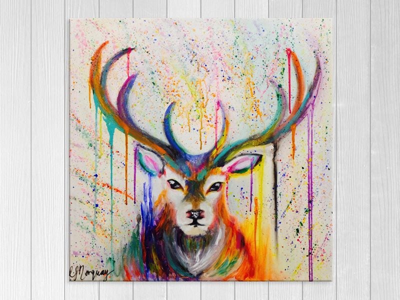 Deer Stag - Pop Art - Colourful - Animal - Graffiti - Wall Art - Art Prints Carousel 1