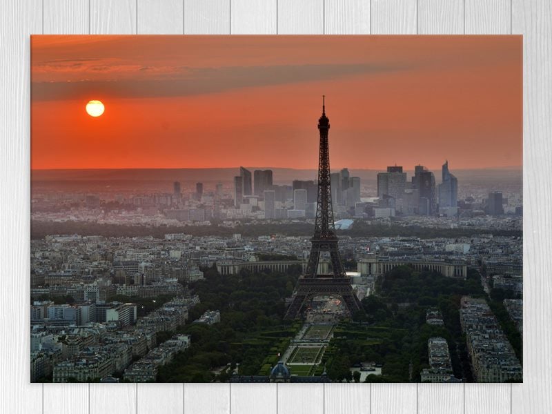Paris - Sunset - Landscape - City - Red - Wall Art - Artwork - Art Prints Carousel 1
