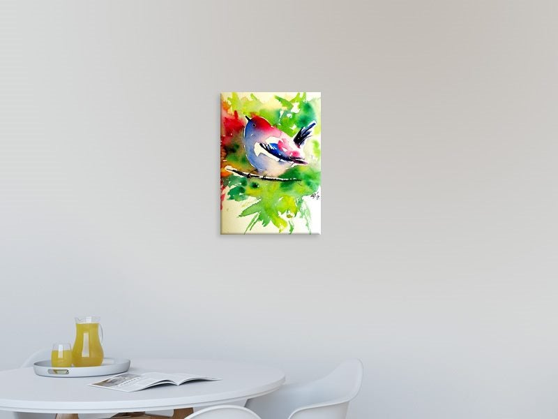 Bird - Green - Red - Watercolour - Contemporary Art - Wall Art - Art Prints Carousel 2