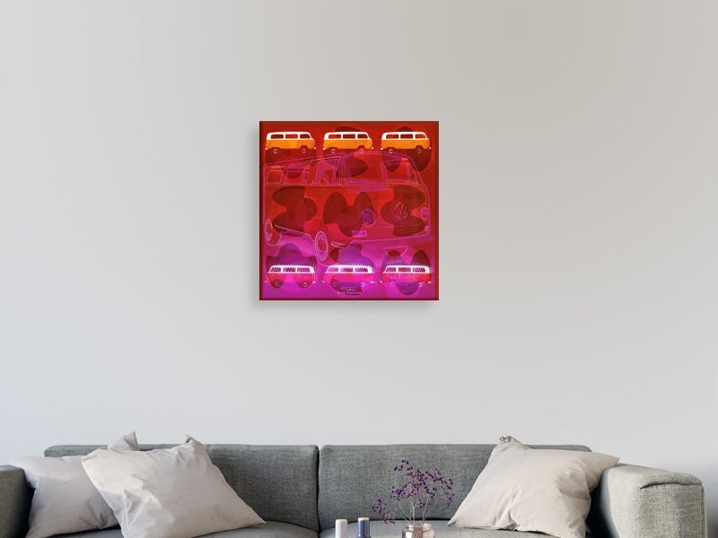 Pop Art - Vintage Van - Abstract - Red - Pink - Orange - Wall Art - Art Prints Carousel 2