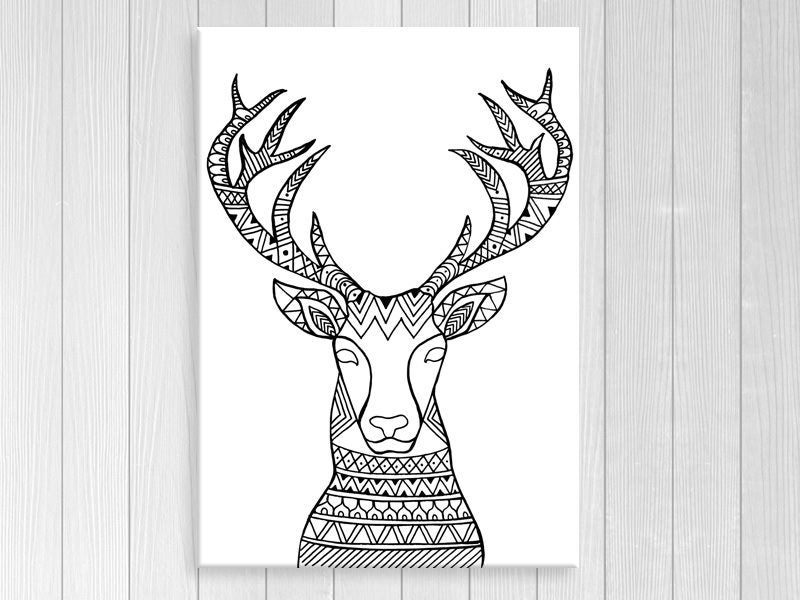 Deer Stag - Black And White - Animal - Contemporary - Wall Art - Art Prints Carousel 1