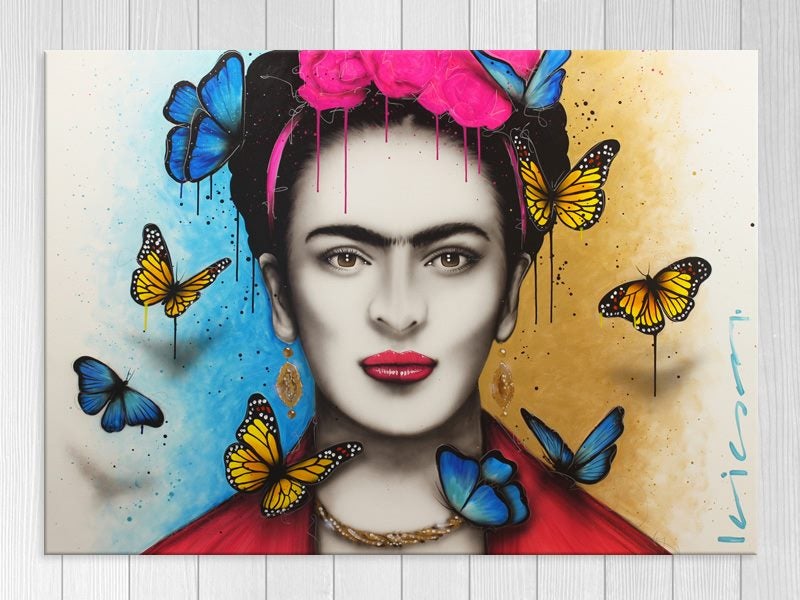 Pop Art - Frida Kahlo - Blue - Pink - Yellow - Graffiti - Wall Art - Art Prints Carousel 1
