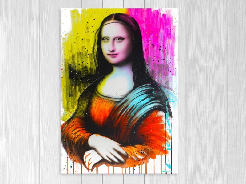 Pop Art - Mona Lisa - Pink - Yellow - Orange - Graffiti - Wall Art - Art Prints Carousel 1