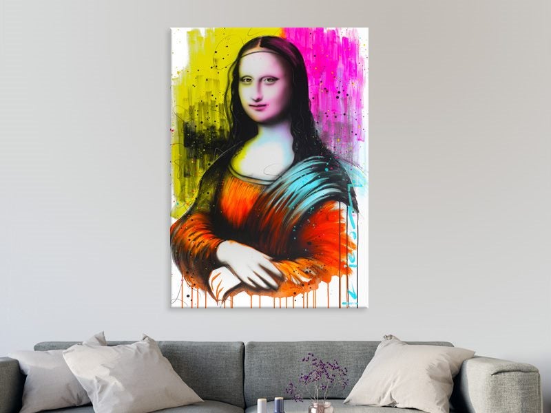 Pop Art - Mona Lisa - Pink - Yellow - Orange - Graffiti - Wall Art - Art Prints Carousel 2