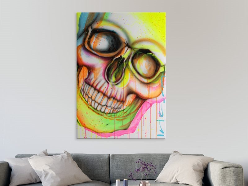 Skull - Pop Art - Day Of The Dead - Graffiti - Yellow - Wall Art - Art Prints Carousel 2