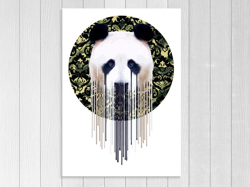 Pop Art - Panda - Abstract - Green - Graffiti - Animal - Wall Art - Art Prints Carousel 1