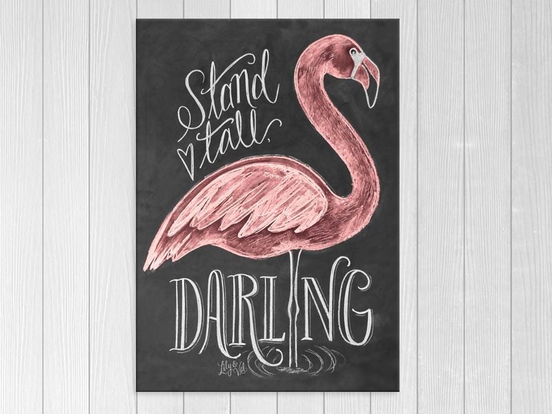 Chalk Art - Flamingo - Pink - Contemporary Art - Wall Art - Art Prints Carousel 1