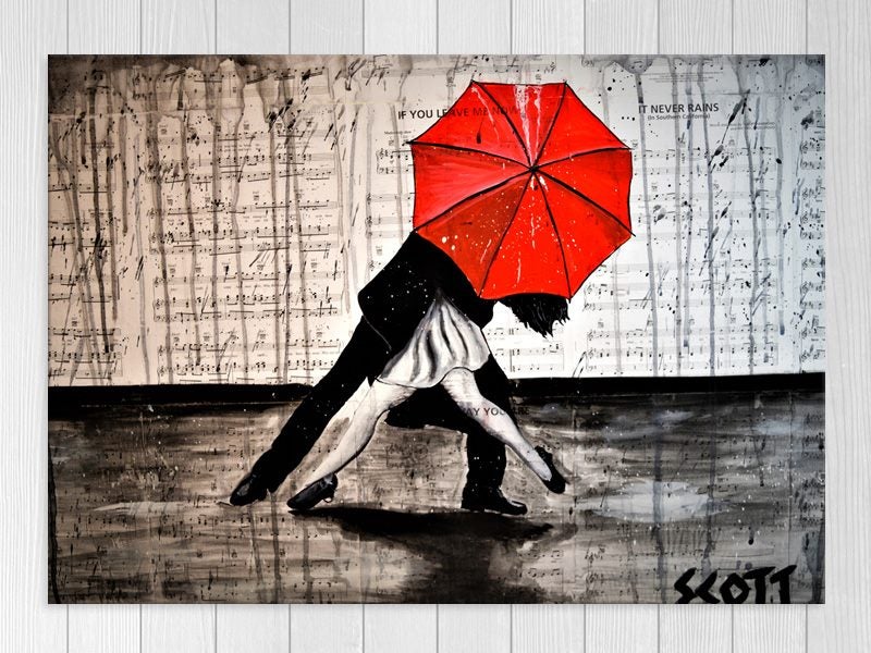 Love - Lady - Man - Red Umbrella - Pop Art - Graffiti - Wall Art - Art Prints Carousel 1
