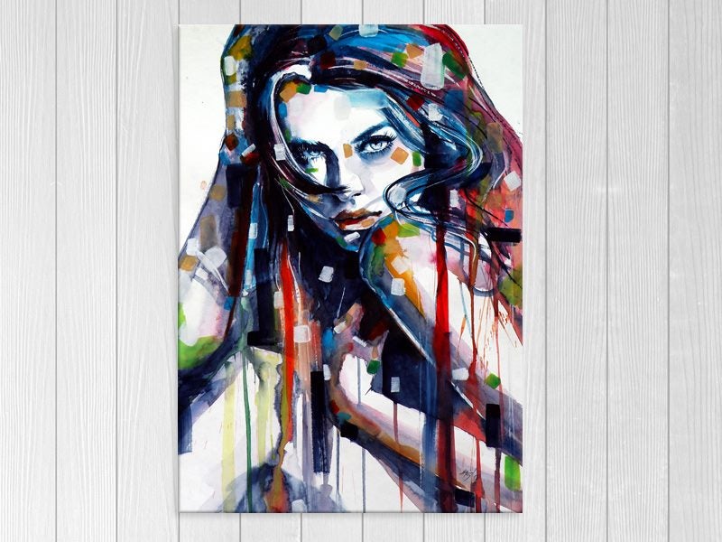 Lady - Woman - Watercolour - Contemporary - Colourful - Wall Art - Art Prints Carousel 1