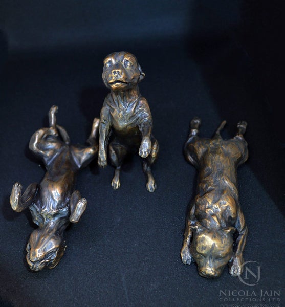 "Staffie Yoga" Mini Bronze Staffordshire Terrier Dog Sculptures by NZ Artist Carousel 14