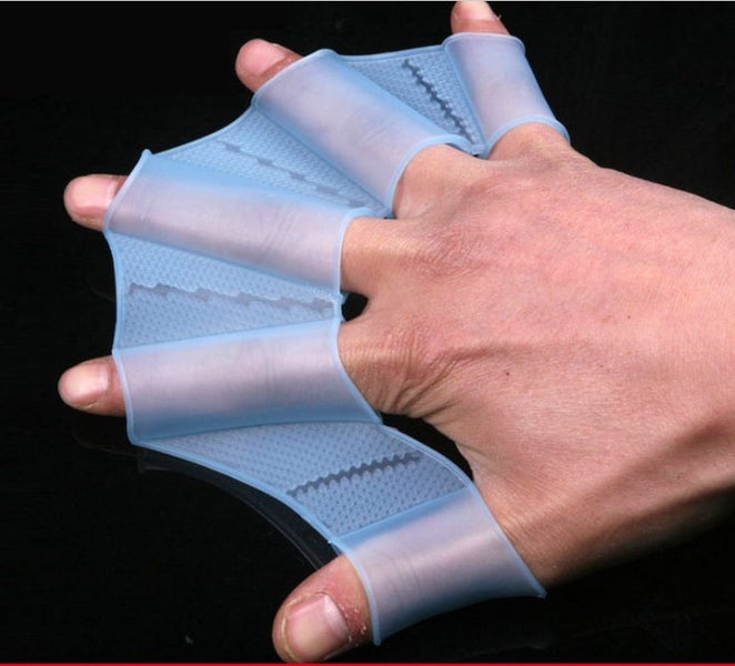 Silicone Hand Fins Swimming Flippers Finger Palm Swim Webbed Paddle Gloves L Carousel 1