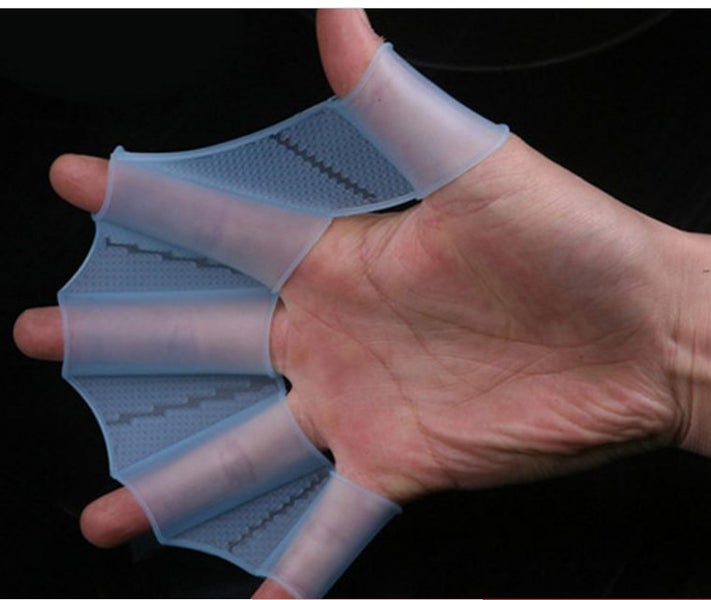 Silicone Hand Fins Swimming Flippers Finger Palm Swim Webbed Paddle Gloves L Carousel 2