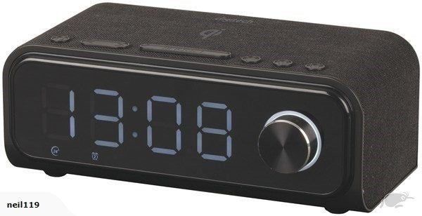 BLUETOOTH Large Display LED Clock Radio with QI Wireless Charging Carousel 1