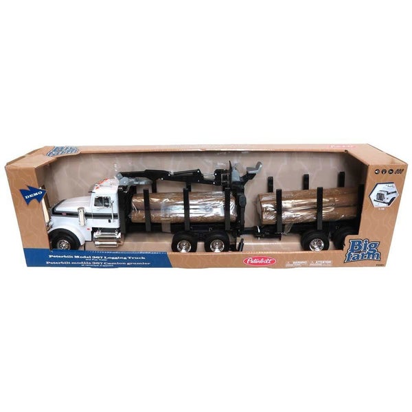 Peterbilt Big Farm 1:16 367 Logging Truck w Pup Trailer Logs Toy Kids Play Game Carousel 3