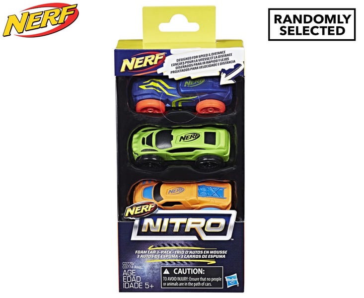 3pc NERF Nitro Foam Car Vehicle Kids Children Boys 5y+ Play Toys Assorted Colour Carousel 1