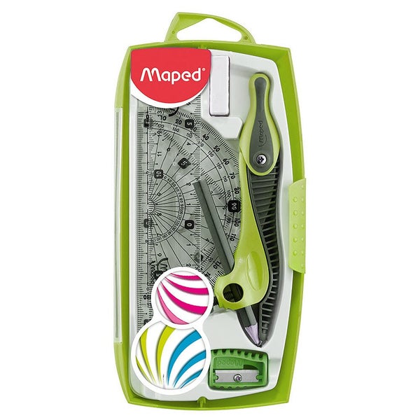 8pc Maped Study Maths Set Measuring Graphics Kit Compass Protractor Ruler Assort Carousel 2