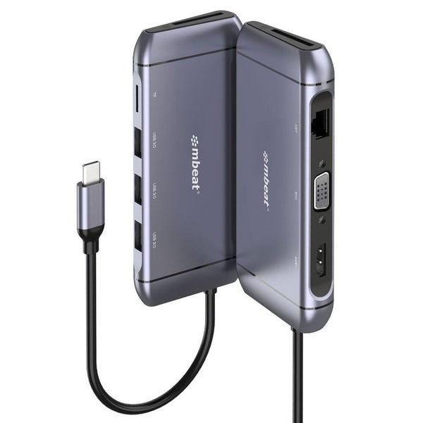 Mbeat Elite X9 9-in-1 USB-C Hub Adapter HDMI VGA Lan Ethernet USB3.0 Port Grey Carousel 1