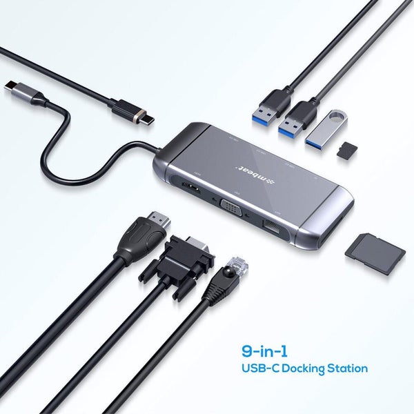 Mbeat Elite X9 9-in-1 USB-C Hub Adapter HDMI VGA Lan Ethernet USB3.0 Port Grey Carousel 2