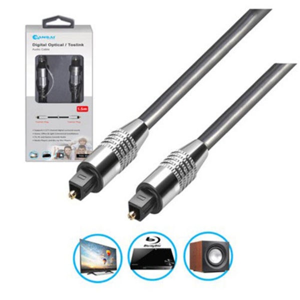 Sansai 1.5m Digital Audio Optical Toslink Fibre Lead Cable for TV Sound Bar Carousel 1