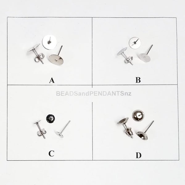 Earring stud blanks with earring backs (per bag) Carousel 2