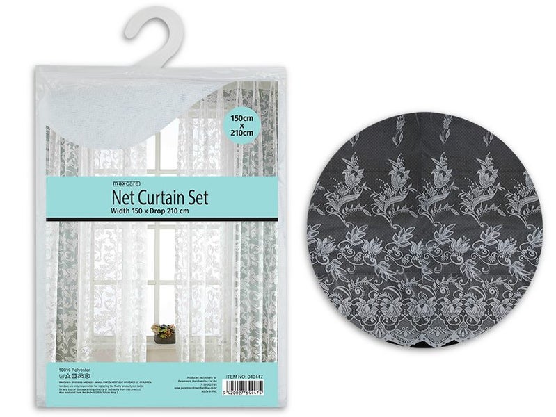 Window or Door Net Curtain 150x 210 cm (Drop) 65gsm Carousel 1