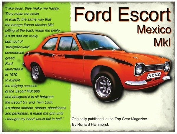 FORD ESCORT MEXICO MK I METAL SIGN - 10925 Carousel 1