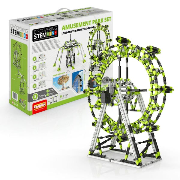 Engino STEM Amusement Park Set - London Eye And Ferris Wheel Carousel 1