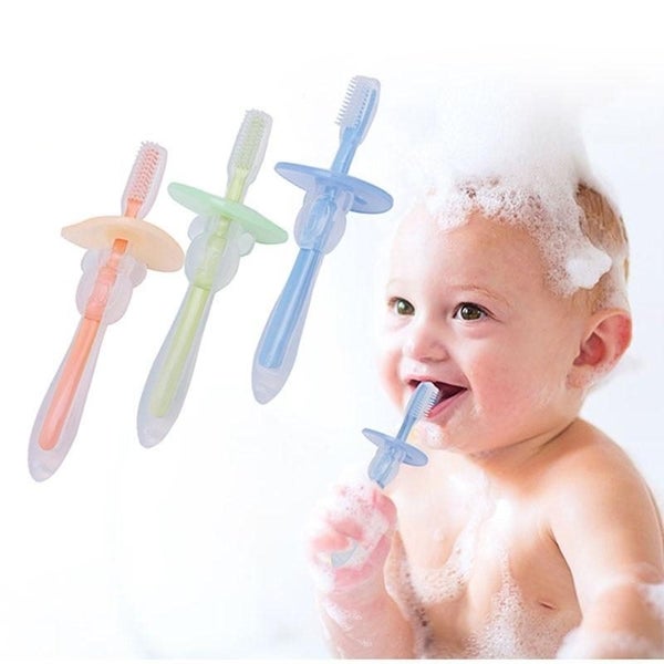 2PCS Baby Teether Training Teeth Soft Toothbrush Brush Safe Bendable Carousel 1