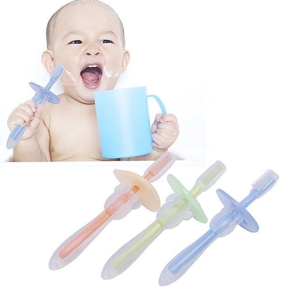 2PCS Baby Teether Training Teeth Soft Toothbrush Brush Safe Bendable Carousel 3