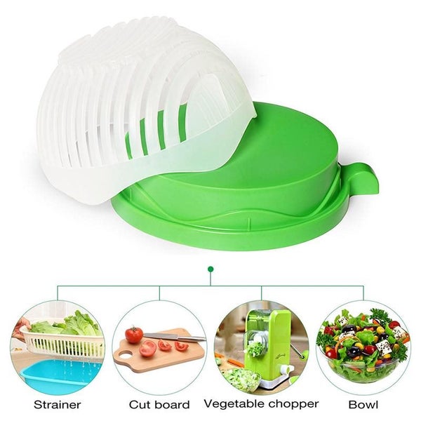 2PCS Salad Maker Salad Cutter Bowl Fruits Slicer Chopper Vegetable Drainer Carousel 2