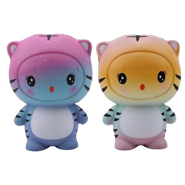 2PCS Simulation Slow Rebound Squee WU Decompression Stress Toy Pu Starry Tiger Carousel 1