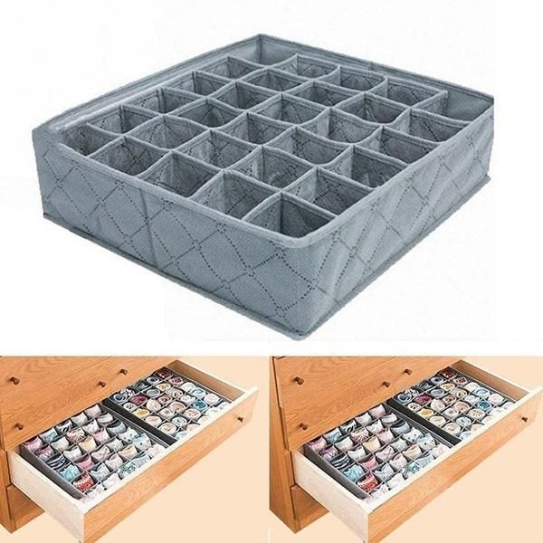 30 Grids Ties Socks Organizer Storage Box Space Saving Clothing Closet Carousel 2