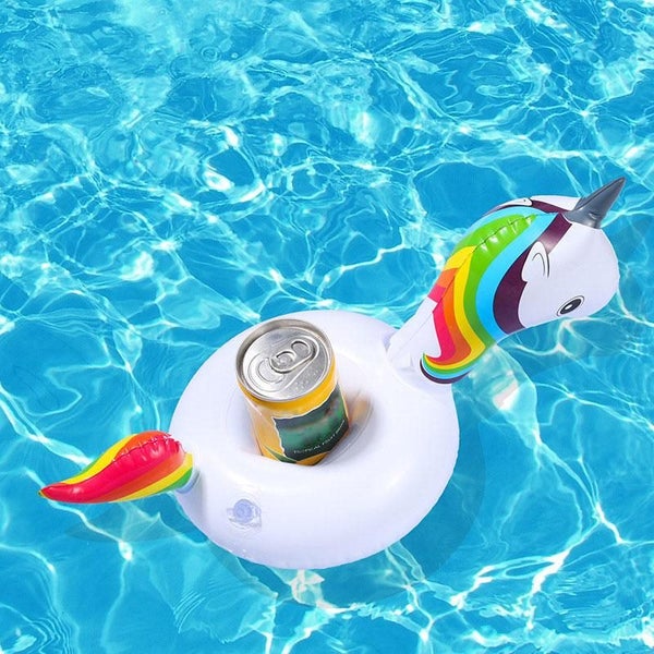 4PCS Swan Inflatable Swimming Ring For Drink Can Cup Holder Beach Poll Baby Kids Carousel 1
