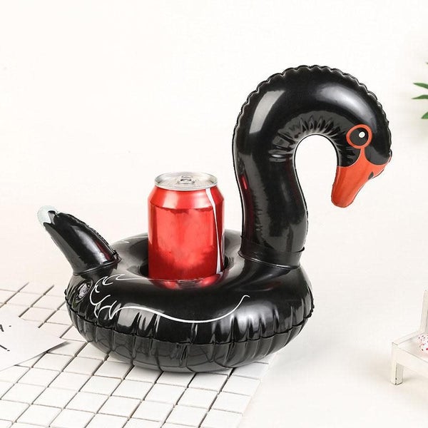 4PCS Swan Inflatable Swimming Ring For Drink Can Cup Holder Beach Poll Baby Kids Carousel 2