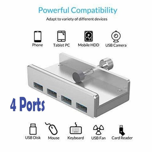 Aluminum Alloy 4 Ports USB 3.0 Type-A Clips HUB Adapter Converter 5Gbps Carousel 2