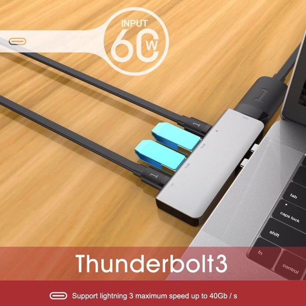 Aluminum USB C Hub Adapter with USB-C PD Charging + 4K HDMI 3.0 for MacBook Air Carousel 2