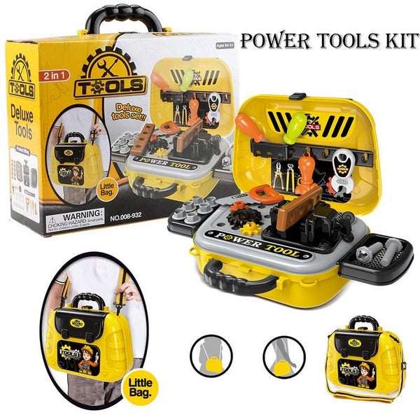 Power Tool DIY Set Kids Building Drill Hammer Workshop Case Pretend Play Toy Carousel 1