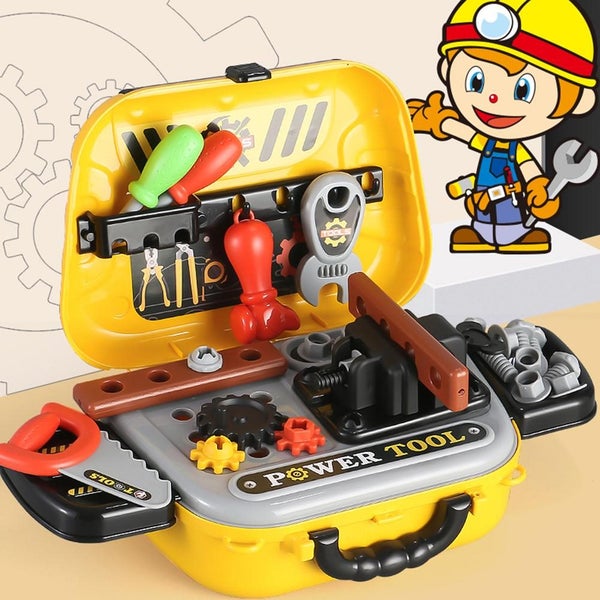Power Tool DIY Set Kids Building Drill Hammer Workshop Case Pretend Play Toy Carousel 8