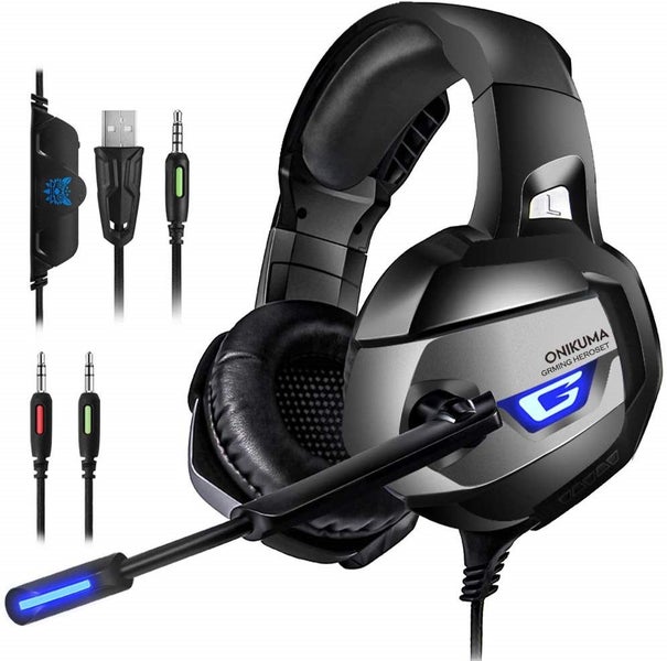 PS4 Gaming Headset Surround Sound Xbox One Headset Noise Canceling Mic LED Light Carousel 1