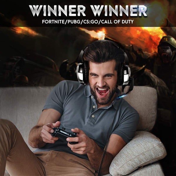 PS4 Gaming Headset Surround Sound Xbox One Headset Noise Canceling Mic LED Light Carousel 2