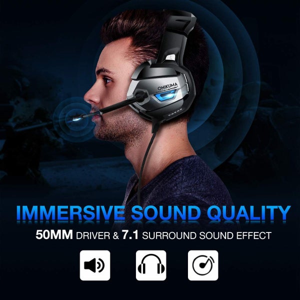 PS4 Gaming Headset Surround Sound Xbox One Headset Noise Canceling Mic LED Light Carousel 7