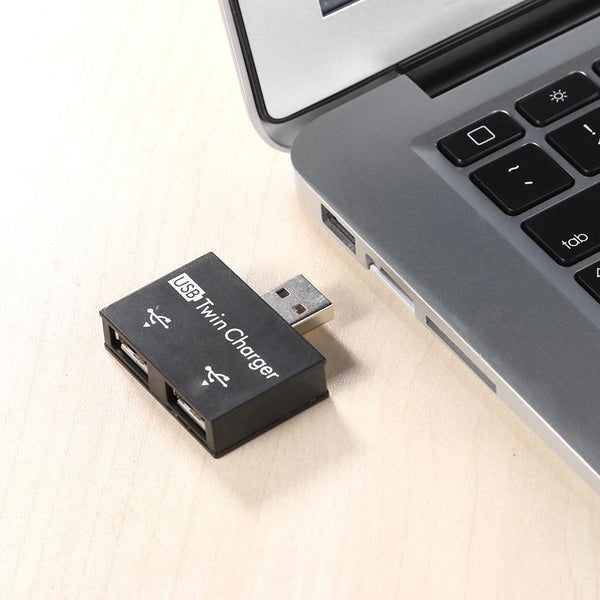 USB2.0 Male To Twin Charger Dual 2 Port USB Splitter Hub Adapter Converter Carousel 1
