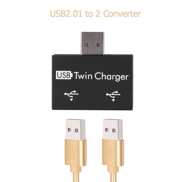 USB2.0 Male To Twin Charger Dual 2 Port USB Splitter Hub Adapter Converter Carousel 2