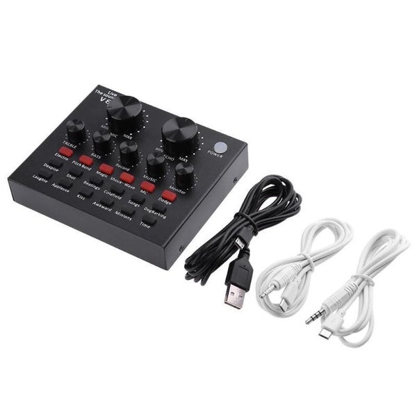 V8 Audio USB Headset Microphone Webcast Live Sound Card for Phone Computer Carousel 1